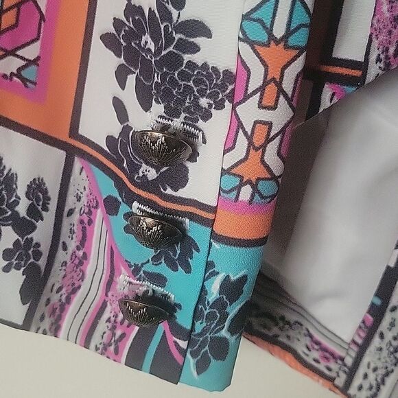 NWT Ladakh Scarf XS 2 Print Cropped Boho Office Blazer Colorful Jacket Sexy NEW - Picture 15 of 16